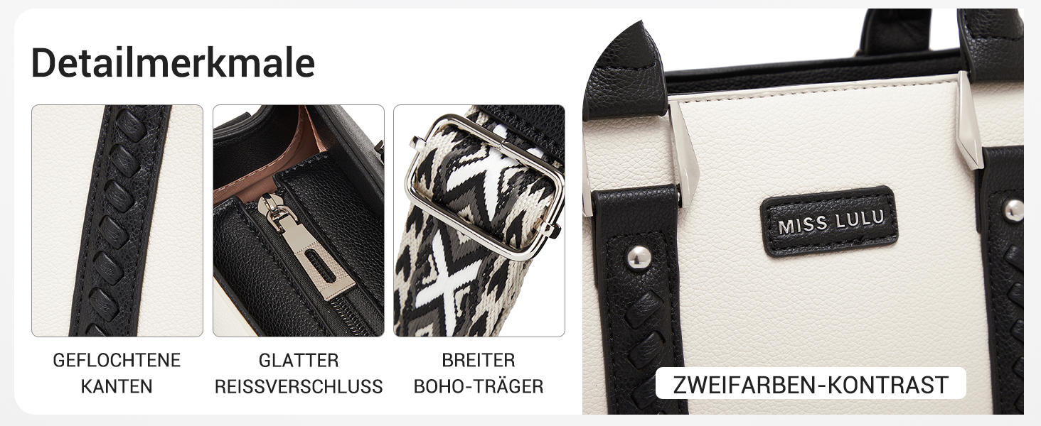 Сумка жіноча Miss Lulu середнього розміру через плече з текстурою лічі, з внутрішніми кишенями для роботи, відпочинку та повсякденного використання (чорний)