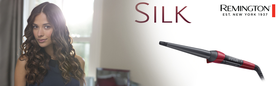 Локон для волосся Remington CI96W1 Silk Digital - кеглеподібний, 13-25 мм, керамічне покриття з шовковими протеїнами, LCD-дисплей, 120-220°C