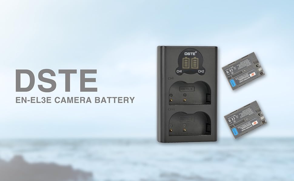 Запасний акумулятор DSTE EN-EL3E + подвійний USB-зарядний пристрій з LCD-дисплеєм для камер Nikon (D30, D50, D70, D90, D80, D100, D200, D300, D300S, D700)