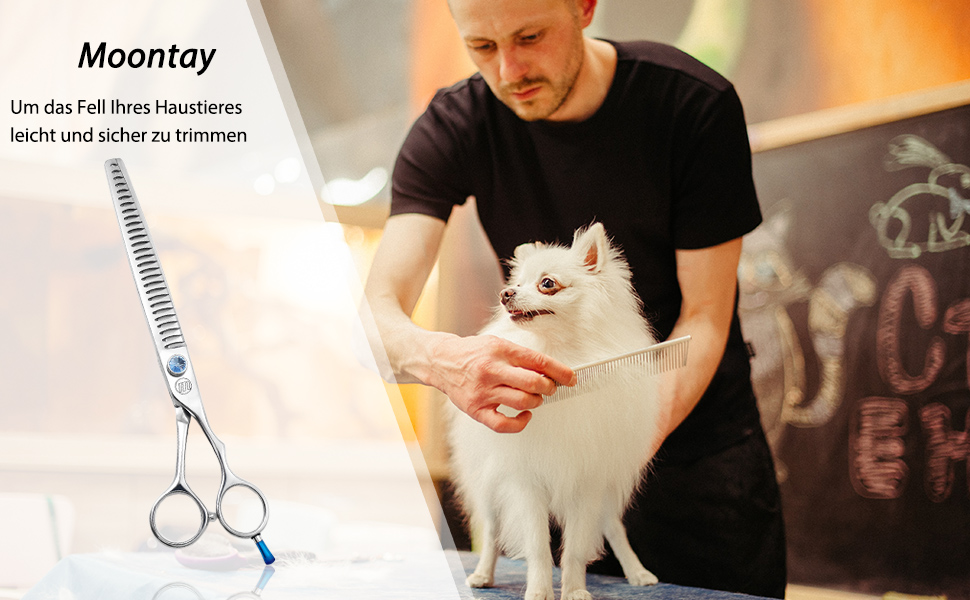 Професійна ножиця для грумінгу собак Moontay 7 дюймів, 440C сталь, для витончення та стрижки