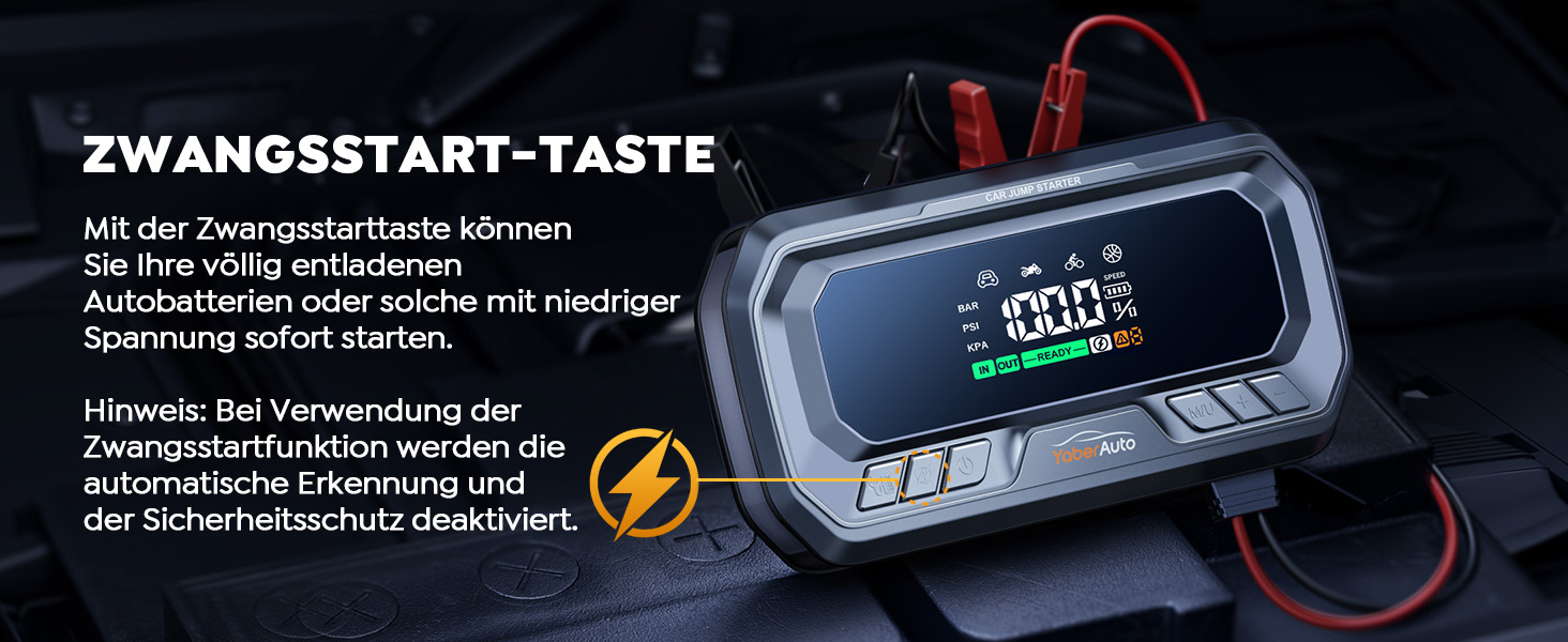 Powerbank YaberAuto для запуску двигуна з компресором, 160PSI, 6500A, PD 65W, 26800mAh. Запуск авто, 600 люмен, LCD екран