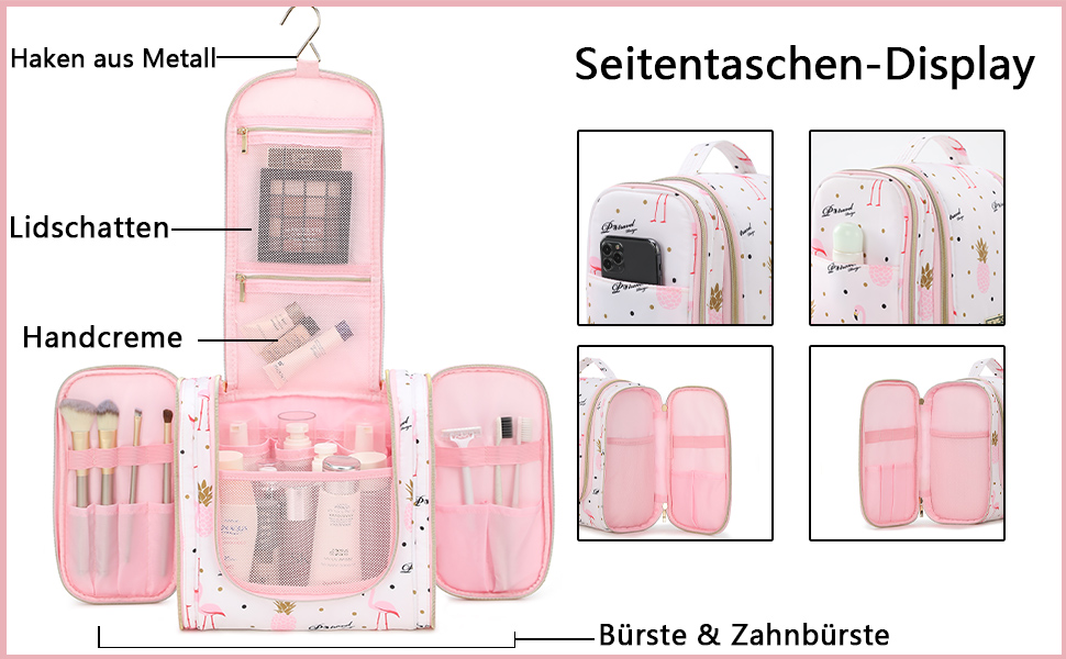 Косметичка-органайзер Lychii для подорожей, водонепроникна, рожева