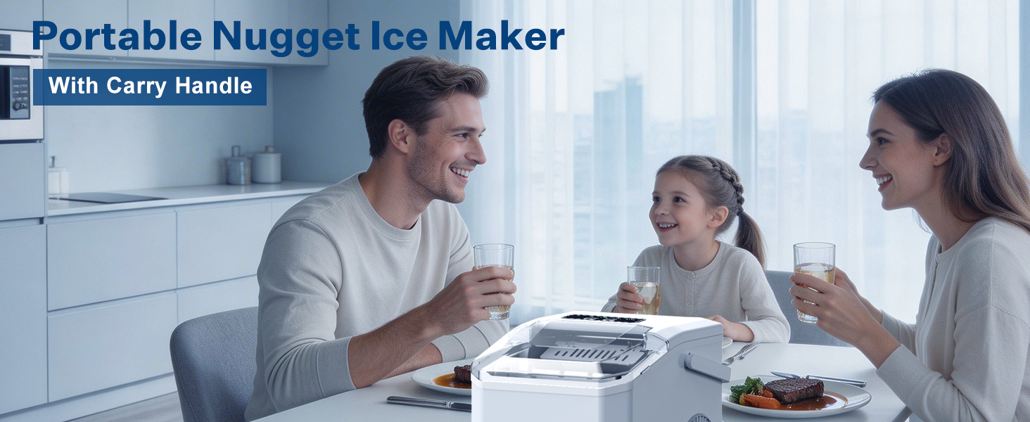 Льодогенератор Ice Cube Maker 12 кг/24 год, 2 розміри кубиків льоду, самоочищення, білий - для дому, офісу, бару