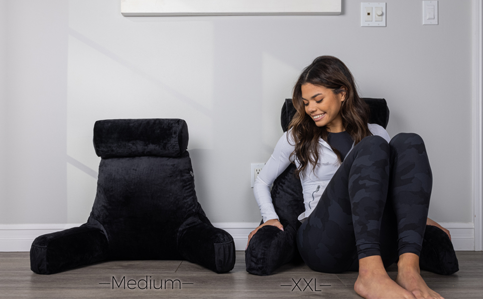 Подушка для чоловіків з підлокітниками - чорна, преміум-якість, з піною з пам'яті, знімний валик для шиї | Black