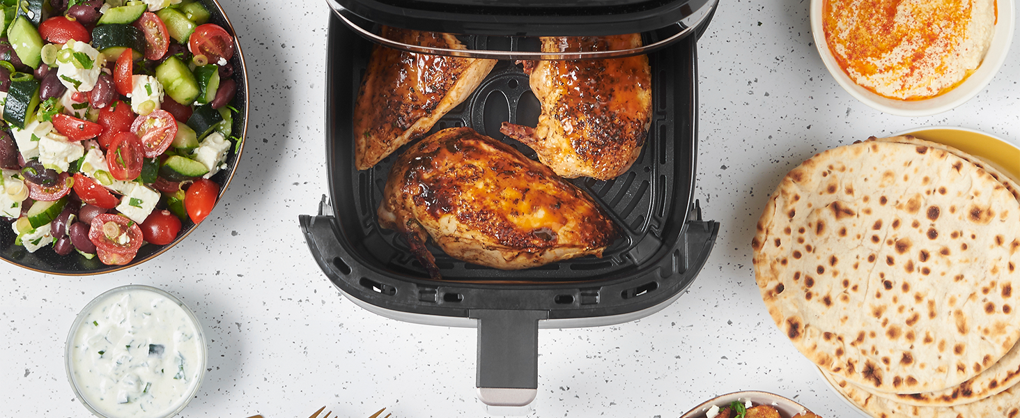 Russell Hobbs Rapid Air Fryer 4.3L - Quiet & Compact Air Fryer with 9 Programs, Touchscreen, Grill, Bake & Fry