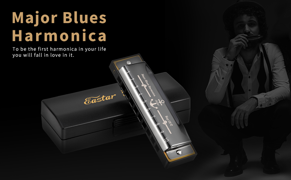 Гармоніка Eastar Major Blues, чорна, тональність C