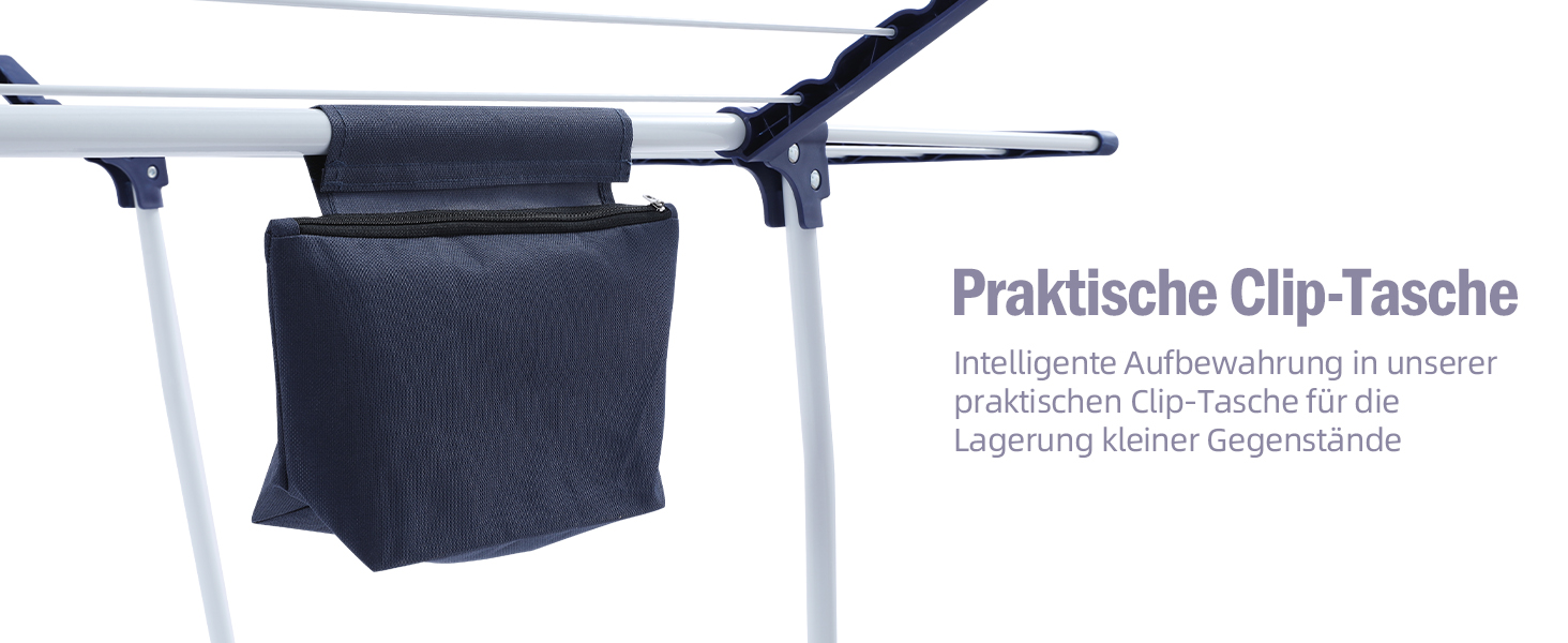 Сушарка для білизни з крилами, розкладна, з мішком для білизни та тримачем для шкарпеток, для одягу та рушників