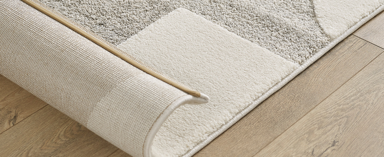 Килим Everest - сучасний коротковорсовий килим для вітальні та спальні з ефектом висоти-глибини, 3D ефект, висока щільність ворсу та приємна м'якість, дизайн Panglao, кремовий, 80 x 150 см