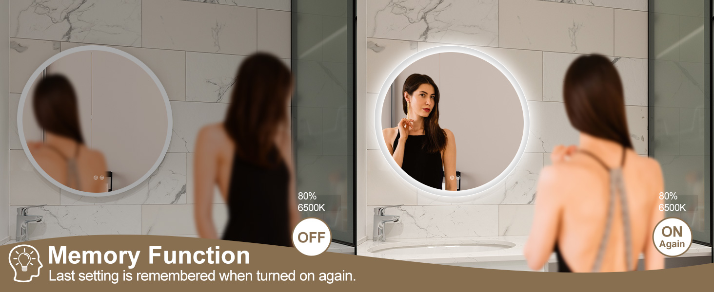 Дзеркало для ванної кімнати STARLEAD 60см з LED-підсвічуванням, регульована яскравість, 3 колірні температури, протитуманна функція, пам'ять налаштувань, HD скло, IP44, вологостійке, сріблястий колір (без Bluetooth)