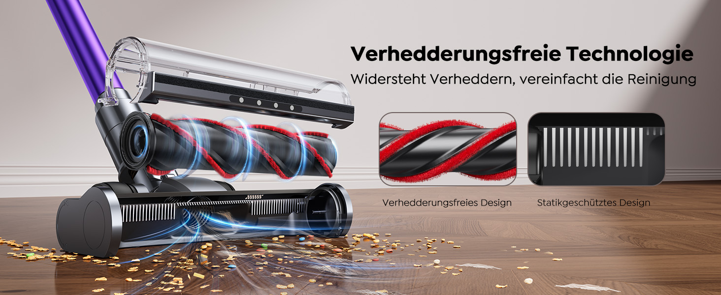 SMOTURE Бездротовий акумуляторний пилосос 50 000 Па, 65 хв роботи, міні-турбонасадка, самостійна парковка, антизаплутана щітка, док-станція на стіні, для шерсті тварин/килимів/твердих поверхонь/автомобіля, модель: VAC02, темно-фіолетовий