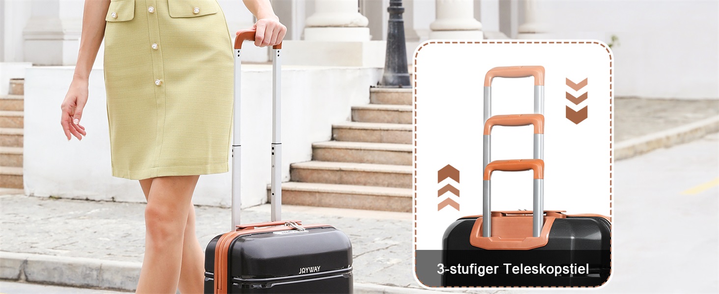 Набір валіз Joyway 5шт з жорстким корпусом, 4 колеса та TSA-замок. Включає косметичку та сумку. Білий/коричневий (Чорний/коричневий, ручна валіза 3шт)