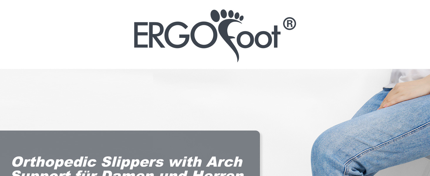 ERGOfoot Тапочки ортопедичні антиковзкі з підтримкою склепіння стопи, сірі, 39 EU, унісекс