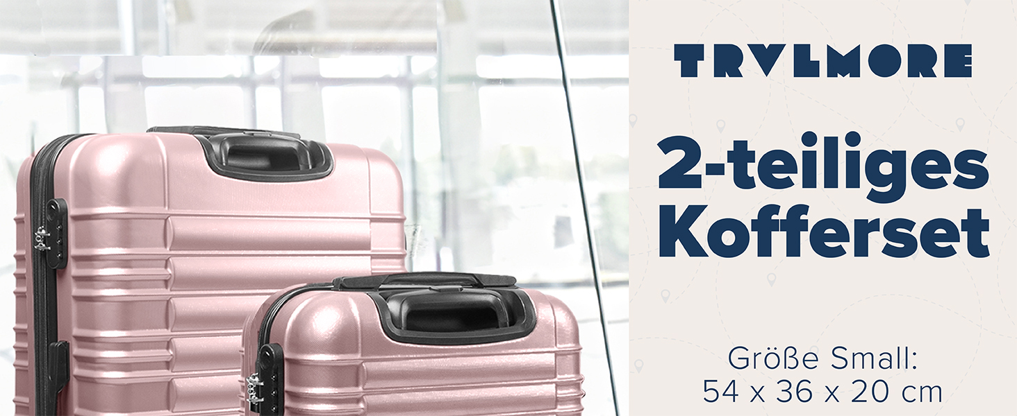 Набір валіз TRVLMORE 3 в 1: велика, середня, маленька, сірий колір, з жорсткою обшивкою, 55x40x20 см (Handgepäck)