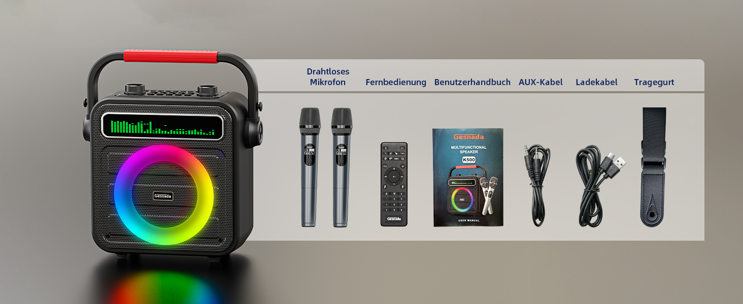 Караоке машина для дорослих та дітей – портативна система з 2 мікрофонами, Bluetooth, TF, USB, AUX, TWS, динамік, чорна