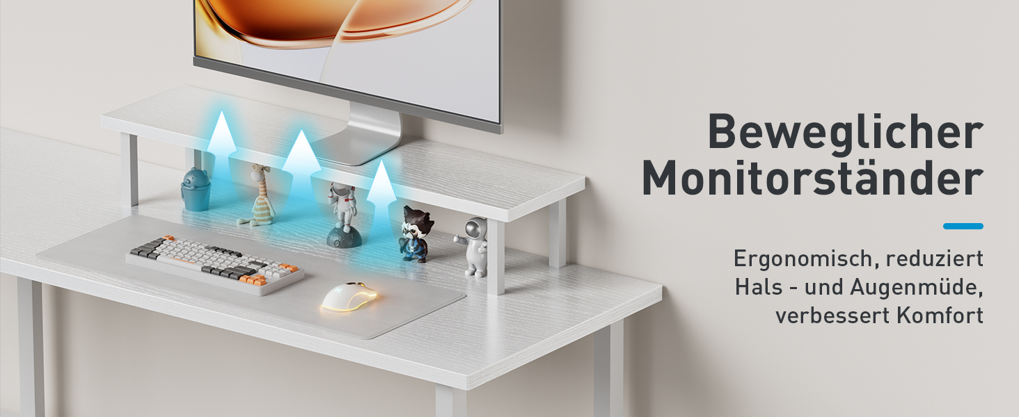 Ігровий стіл кутовий 150x100 см з 3 розетками та 2 USB, зворотний, з LED підсвічуванням, з ящиками та підставкою для монітора. Білий кутовий ігровий комп'ютерний стіл 170x100 см.