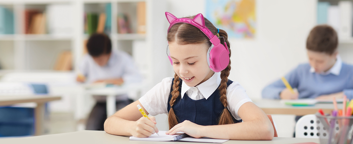 iClever навушники з шумозаглушенням для дітей (рожеві, з котячими вушками) C-rosa Katzenohren