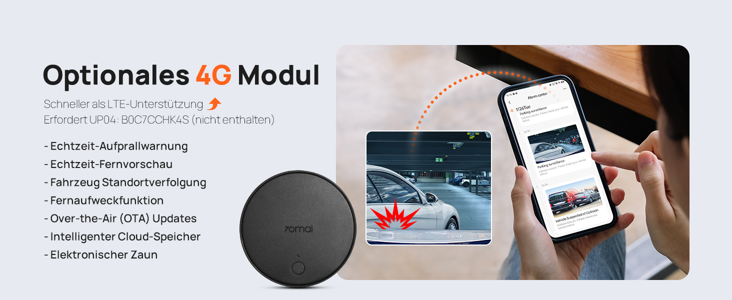 Відеореєстратор 70mai Dashcam A510 (передній+задній) 2.7K+1080P STARVIS, HDR, GPS, ADAS, 4G LTE, паркувальний режим, керування через додаток, 64GB SD карта