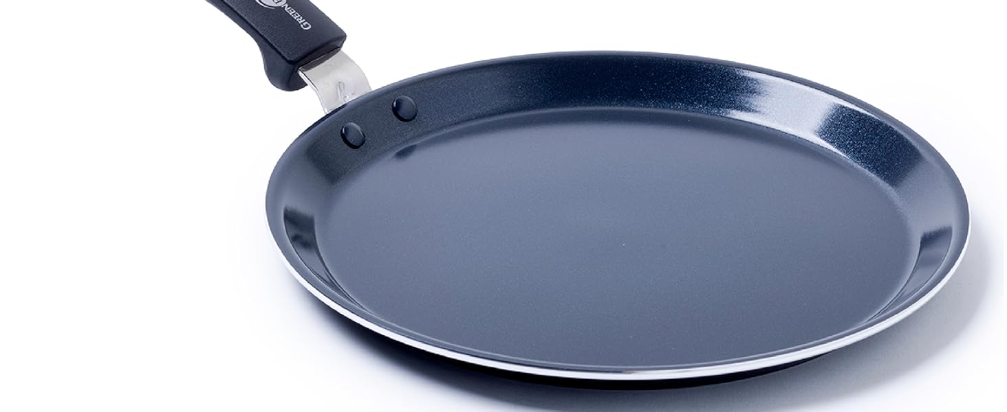 GreenPan Essentials кругла гриль-сковорода 28 см, керамічне антипригарне покриття, без PFAS, для індукції, для посудомийки, чорна