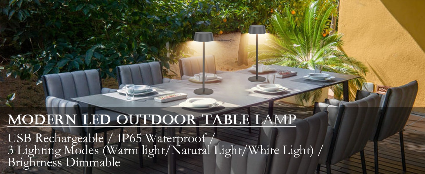 Світлодіодний акумуляторний настільний світильник Klighten з димером, сенсорний, металевий, алюмінієвий, IP54, перезаряджуваний, тепле біле світло 3000K, антрацит