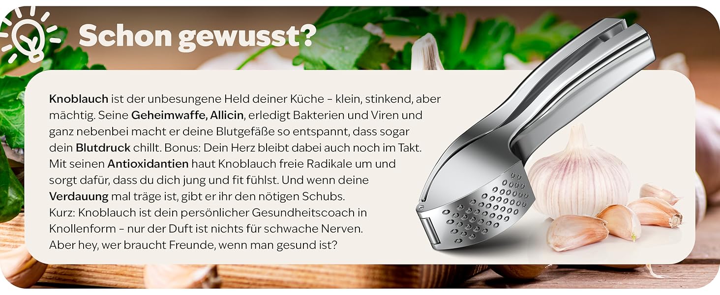 Преміум-прес для часнику Kjøk - з цинкової сплави, хром, професійний, для посудомийної машини, стильний, подарунок на День Матері, срібний