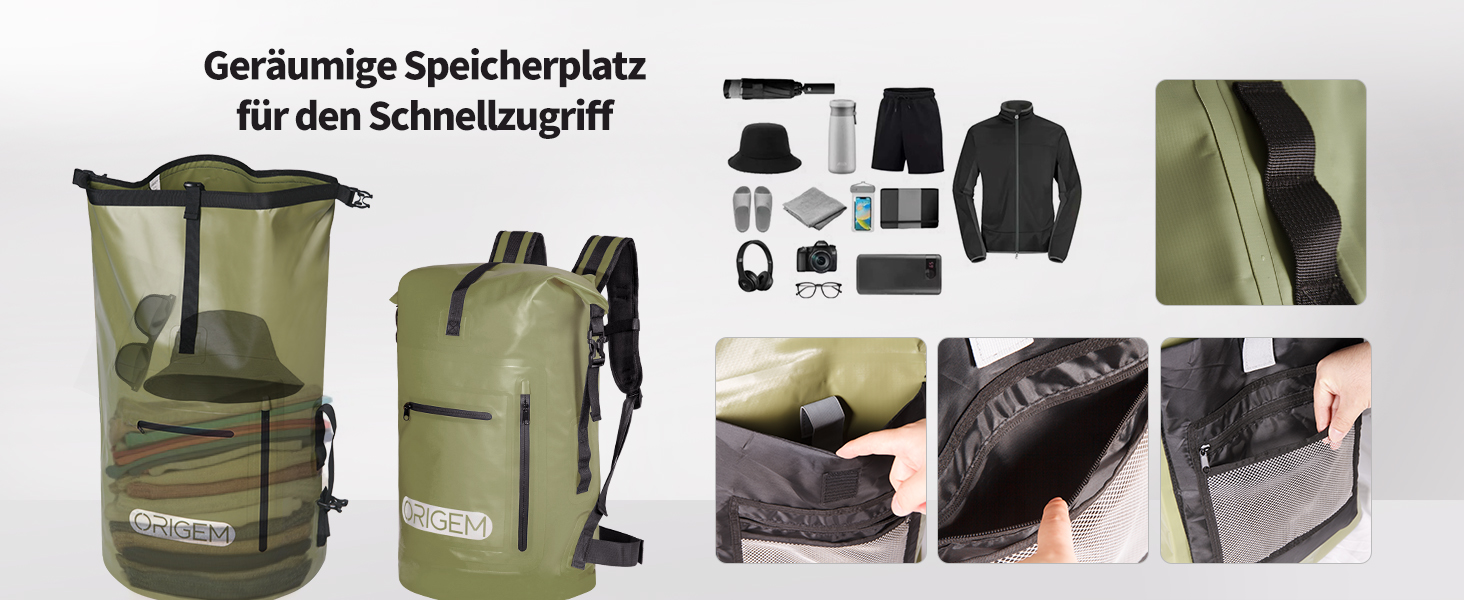 Водонепроникний рюкзак Origem Rolltop 35/55/85 л з відсіком для ноутбука, сухий мішок для каякінгу, риболовлі, рафтингу, дайвінгу та щоденного використання