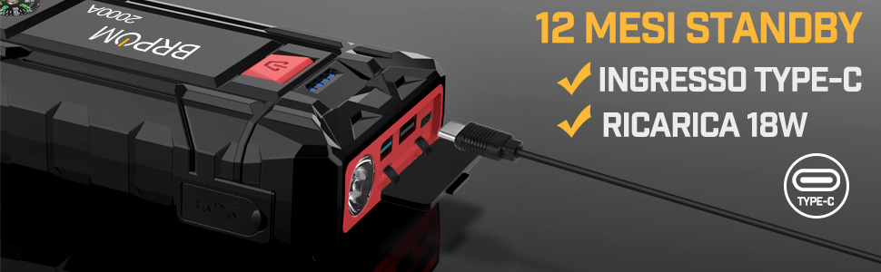 Powerbank BRPOM для запуску авто з LCD-дисплеєм (2000A, 7000A)