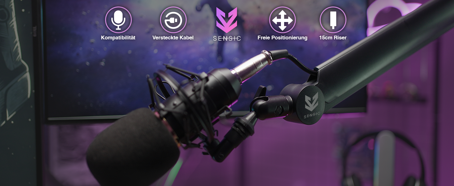 Підставка для мікрофона SENSIC SA-30 настільна з поворотним кріпленням, адаптер 3/8-5/8, універсальна, професійна, чорна