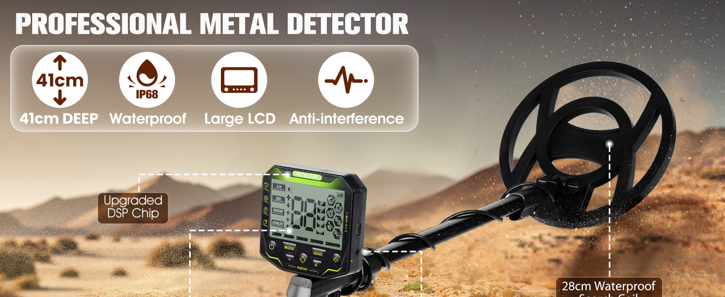 Металдетектор KingSom Profi: 5 режимів, DSP-чіп, водонепроникний, LCD-дисплей, набір з навушниками та лопатою