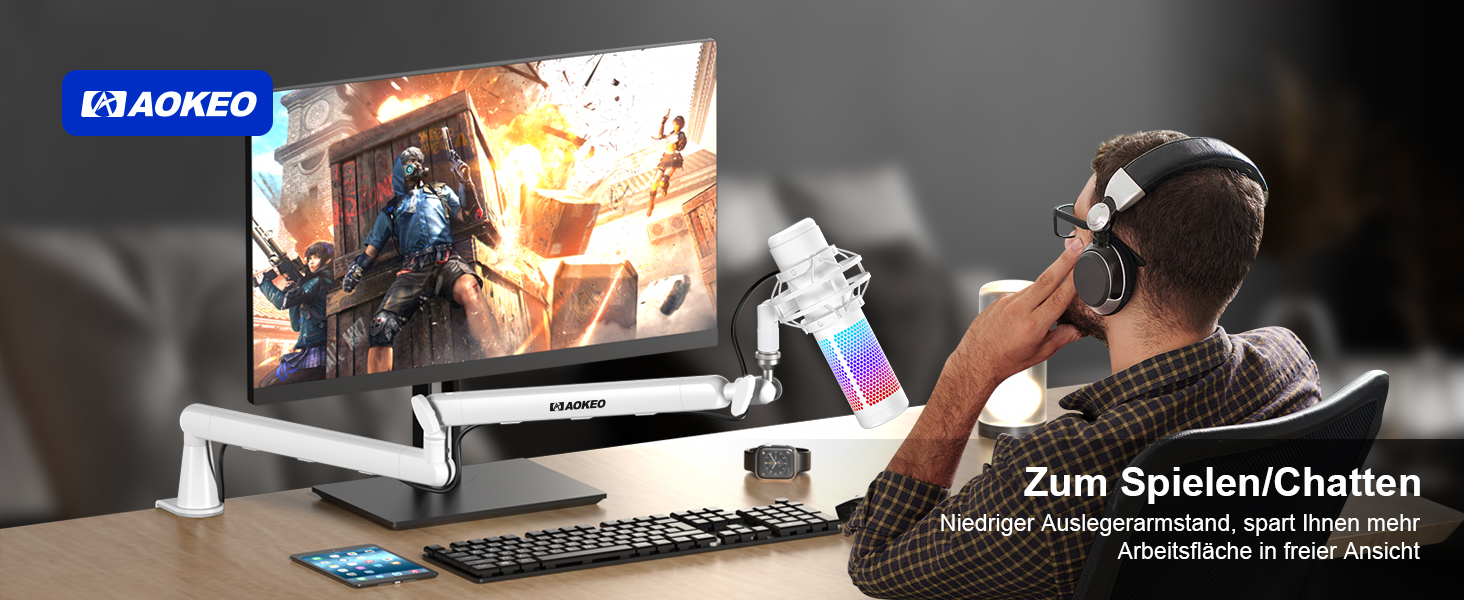 Кріплення для мікрофону Aokeo AK-55 – низькопрофільний тримач для HyperX, Elgato, Shure, Blue Yeti та інших мікрофонів