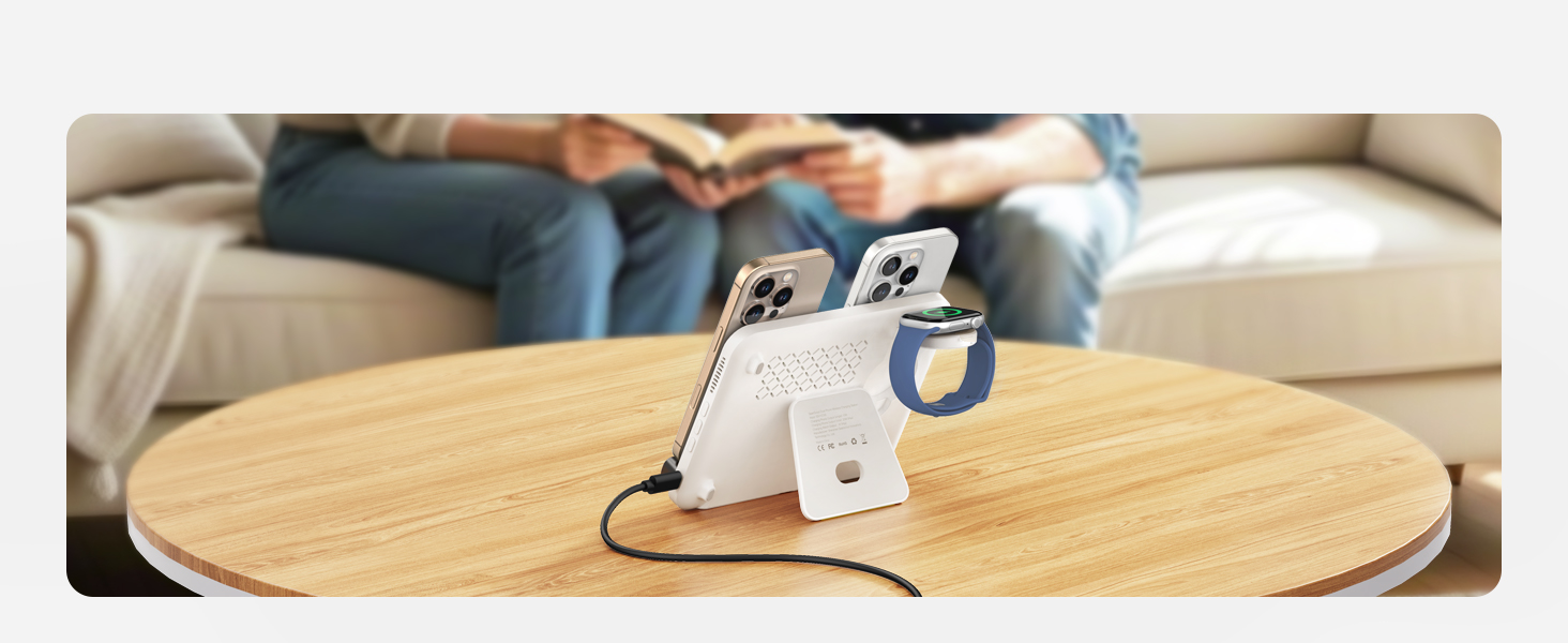 Зарядна станція SwanScout 710A для iPhone 17/Air/15/14/13/12/11 та Apple Watch/AirPods, бездротова зарядка 2 в 1