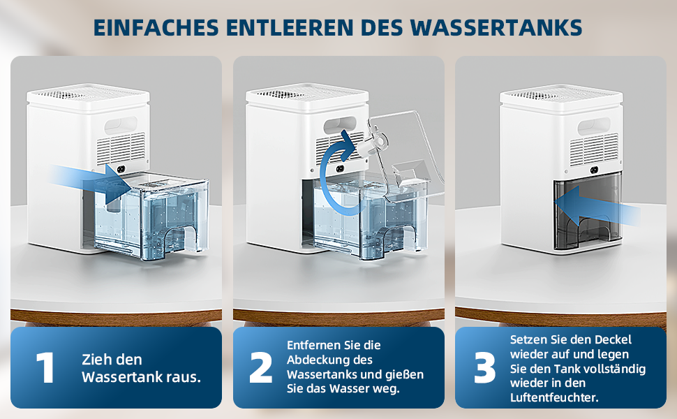 Електричний осушувач повітря 2.2L, портативний, тихий, з таймером 2-12H, 7 кольорів підсвічування, автоматичне відключення, для спальні, підвалу, ванної кімнати (білий)