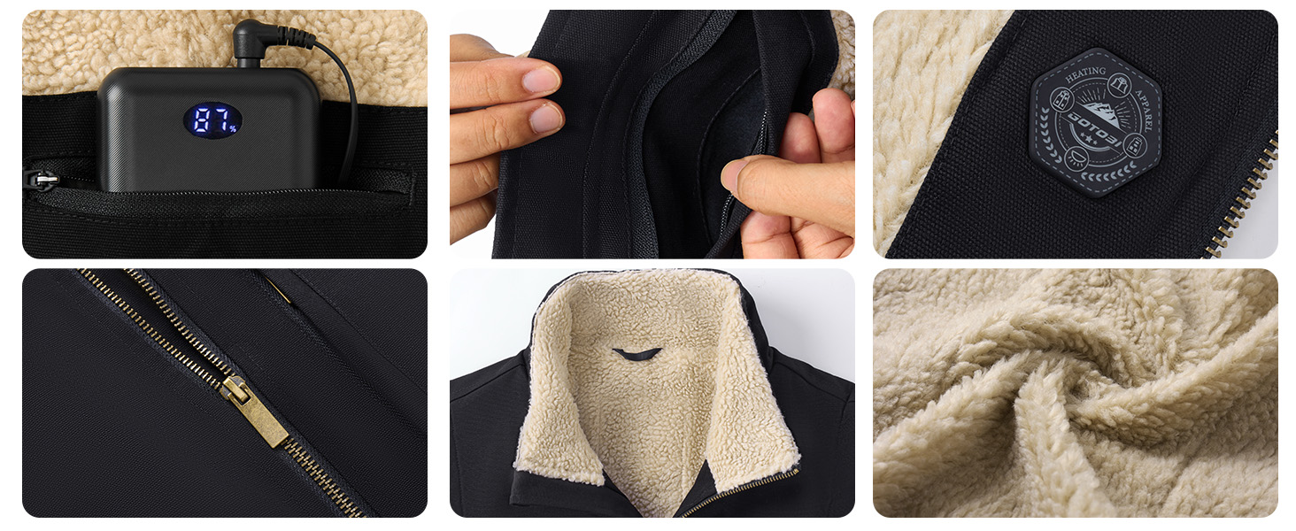 Чоловіча грівачка з Powerbank 16000mAh, 7.4V, 9 зон нагріву, Canvas, 3 температурні режими, чорна, M