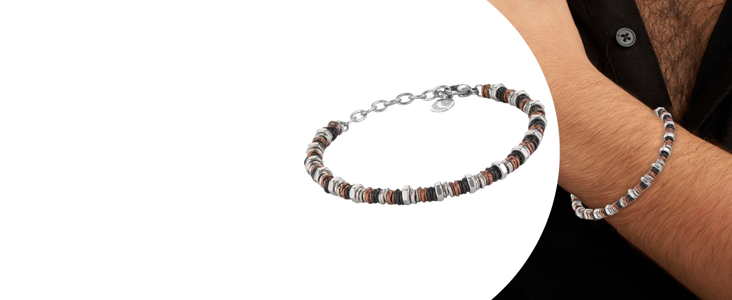 Чоловічий браслет на руці з нержавіючої сталі з шайбами та болтами, регульована довжина 18-21 см з подарунковою коробкою, блакитний