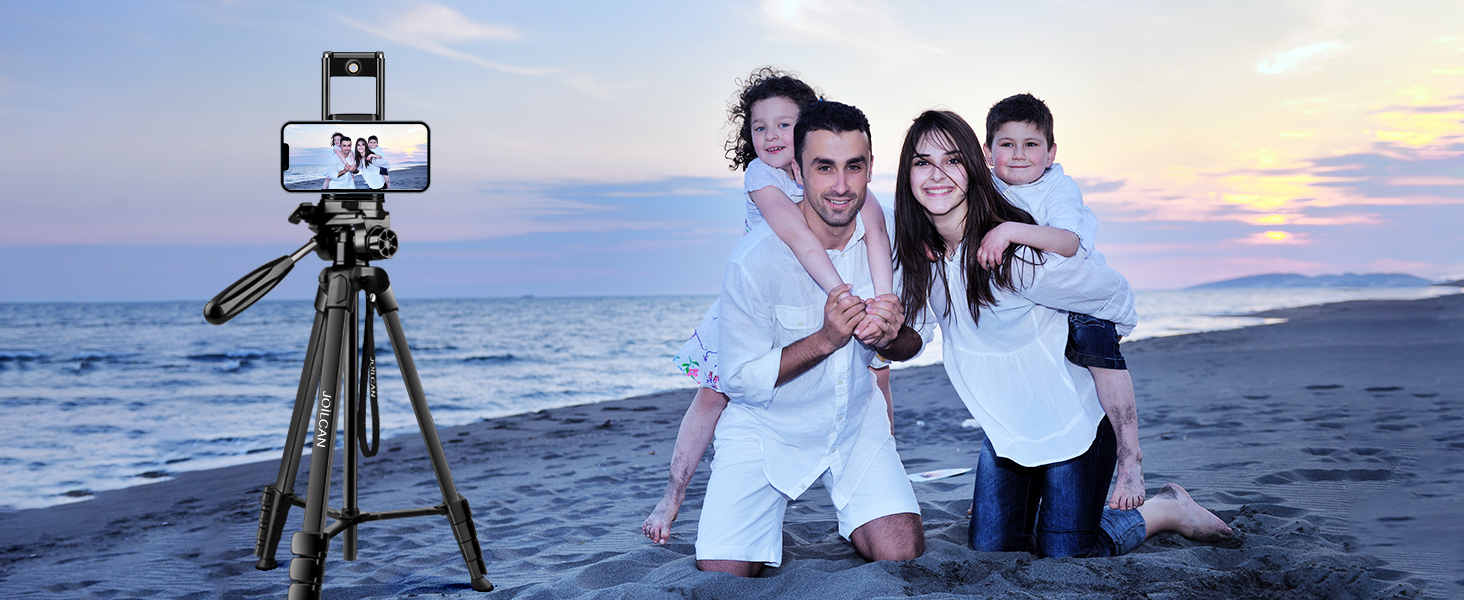 Штатив для камери JOILCAN 210.8 см: легкий трипод для смартфона, камери та селфі-палки з кульковою головкою 360° та пультом дистанційного керування. Алюмінієвий штатив з триножиною для Canon, Nikon, DSLR. Чорний.