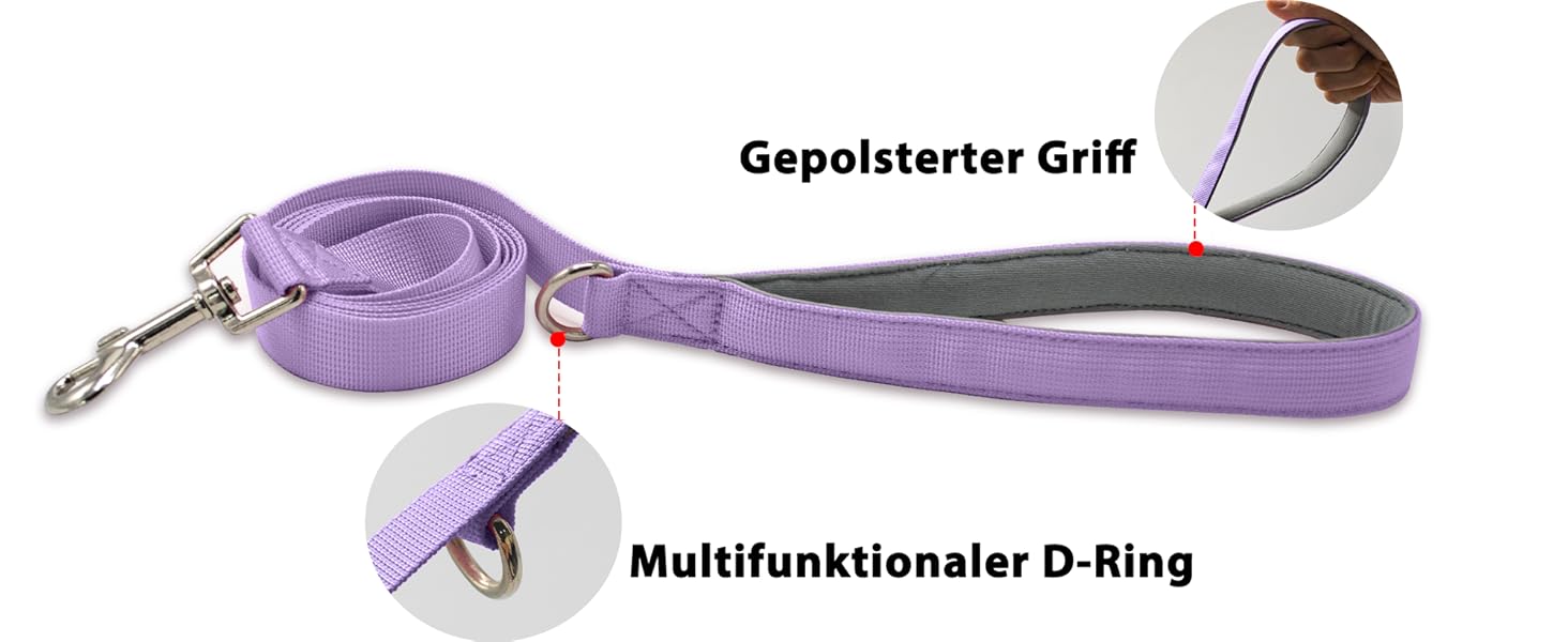 Нашийник для собак з повідком, безпечний нашийник від виривання, анти-тяга, нашийник для собак з ручкою та світловідбиваючими елементами, легкий, регульований, для середніх собак (XS) (Дуже маленький, фіолетовий)