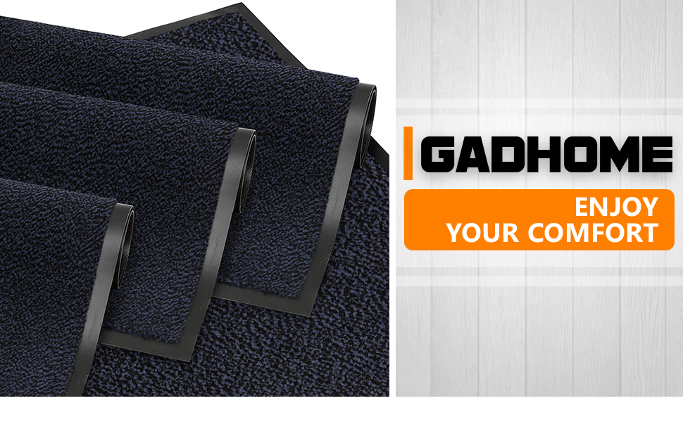 Килимок для входу GadHome 60x90 см, водовідштовхувальний, синій - міцний килимок-скрапер для дому, коридору, кухні, спальні
