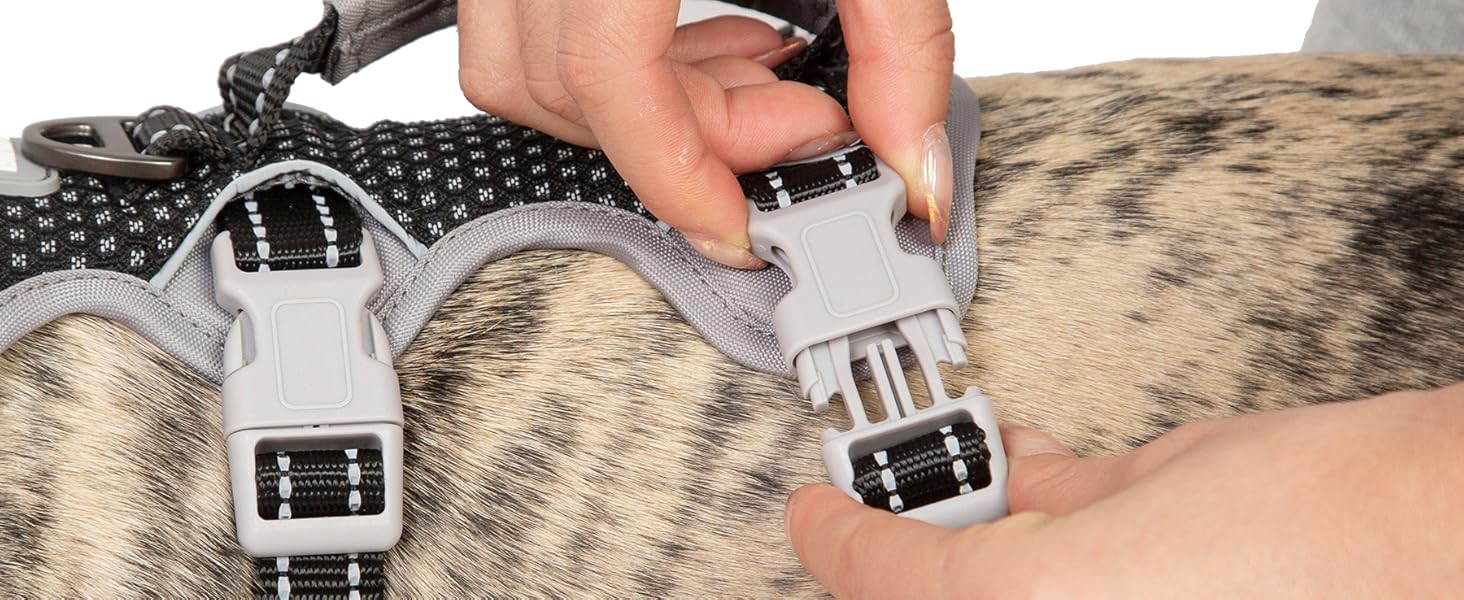 Шлейка безпеки для собак Huntboo, анти-пробіжна, світловідбиваюча з м'якою ручкою, регульована жилетка для маленьких собак, для прогулянок та тренувань (S), чорна, X-Small (упаковка з 1)