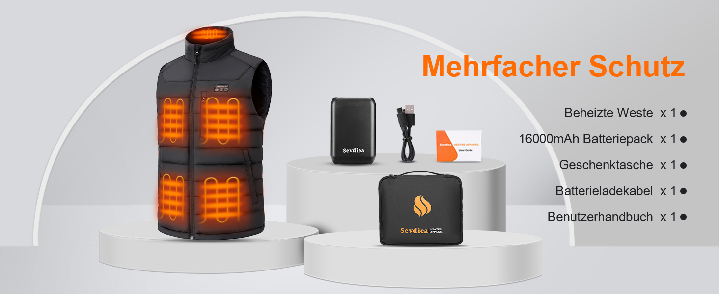 Обогреватель жилет чоловічий з Powerbank 16000mAh 7.4V, 9 зон обігріву, Hilpert, для кемпінгу