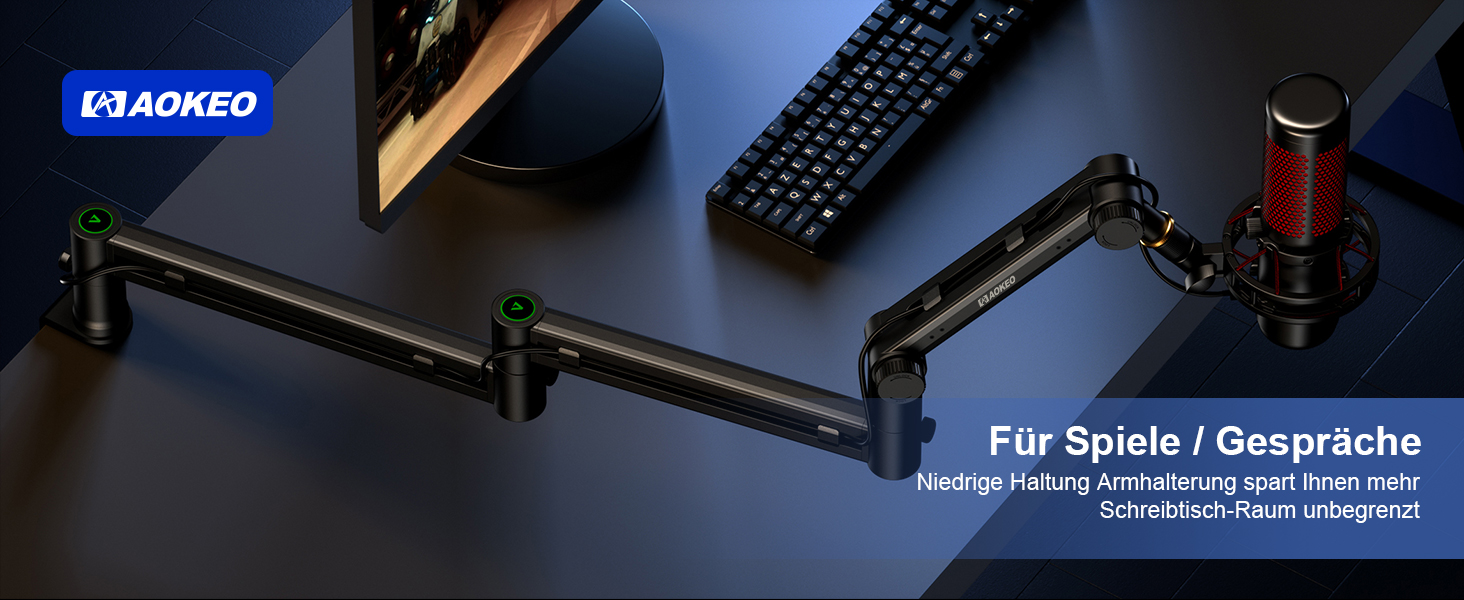 Кріплення для мікрофона Aokeo AK-58i – низькопрофільний тримач для HyperX QuadCast, Elgato Wave, Shure SM7B, Blue Yeti, Blue Snowball