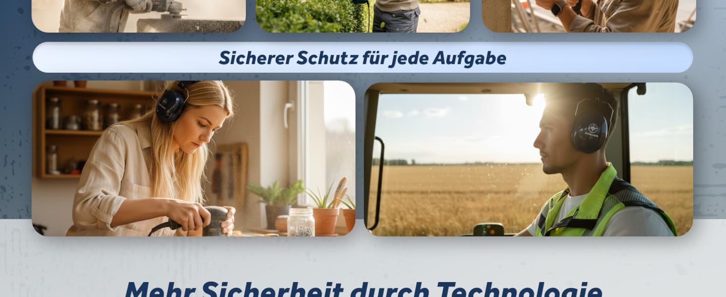 Schallwerk Work+ | Захисні навушники для роботи – регульовані навушники, високоякісні шумозаглушувачі – капсульні навушники для роботи та повсякденного використання (Темно-синій)