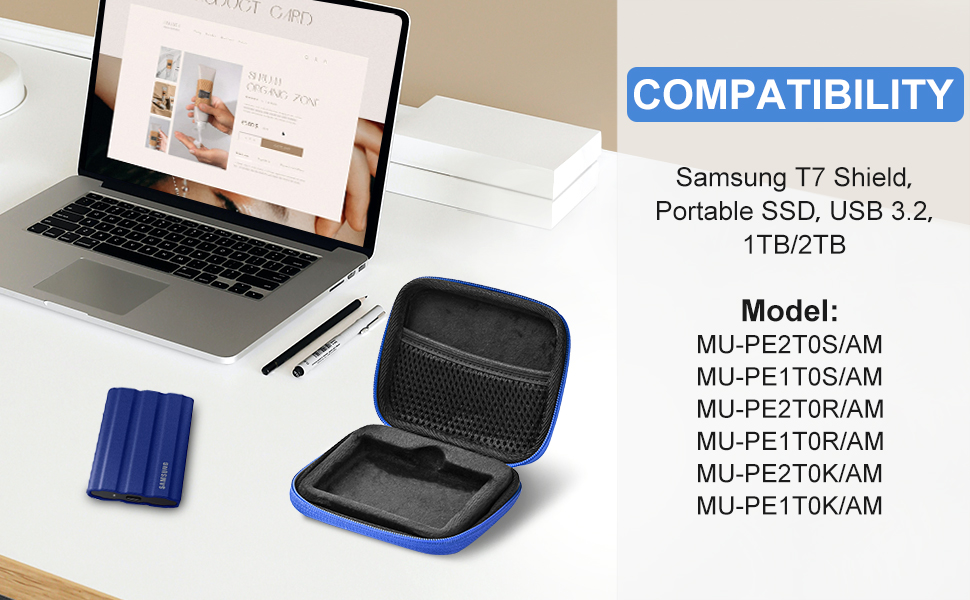 Чохол ProCase для SSD Samsung T7/ T7 Touch (500GB/1TB/2TB) - Жорсткий, Стійкий до ударів, Блакитний