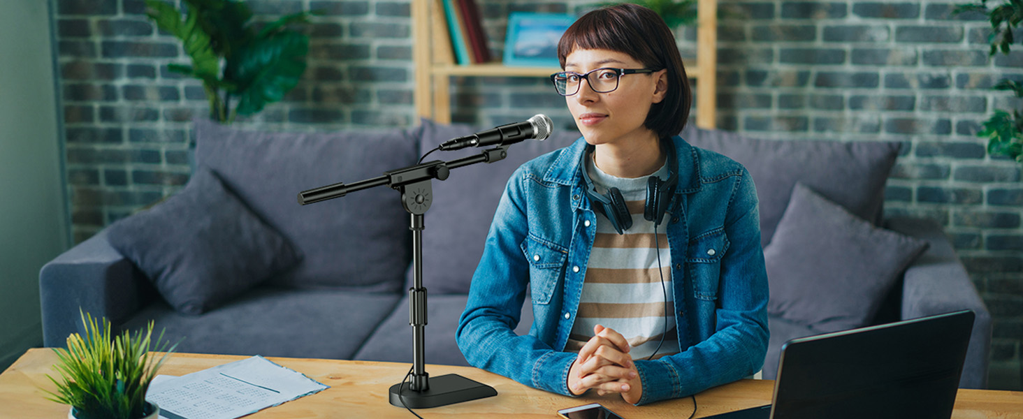 Підставка для мікрофона TONOR з регульованою висотою, з важкою основою та поворотним кріпленням, Boom Arm з адаптерами 3/8'' та 5/8'' для всіх мікрофонів, підходить для подкастів, гітари