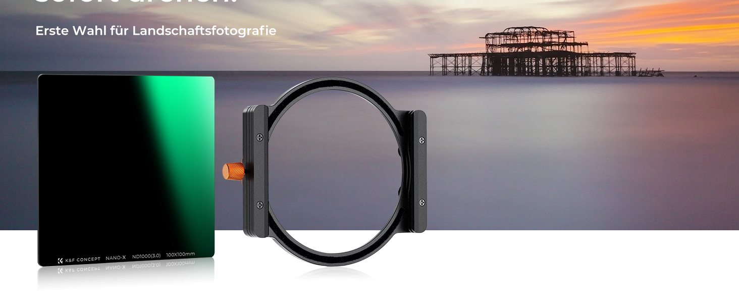 Набір фільтрів K&F Concept Nano-X: квадратний фільтр, ND1000, фільтр-утримувач, 8 адаптерних кілець