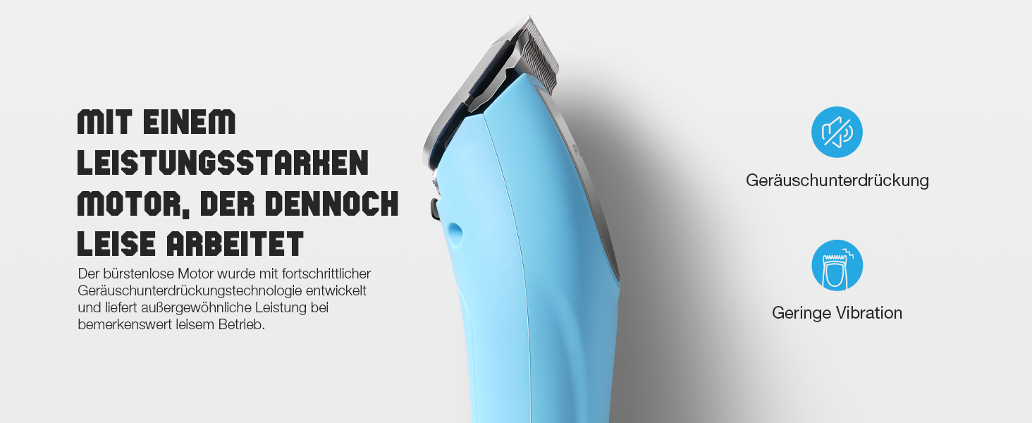 Професійна машинка для стрижки собак, 2 швидкості, ергономічний дизайн, для собак та котів, стрижка густого, довгого та кучерявого хутра, світло-блакитна