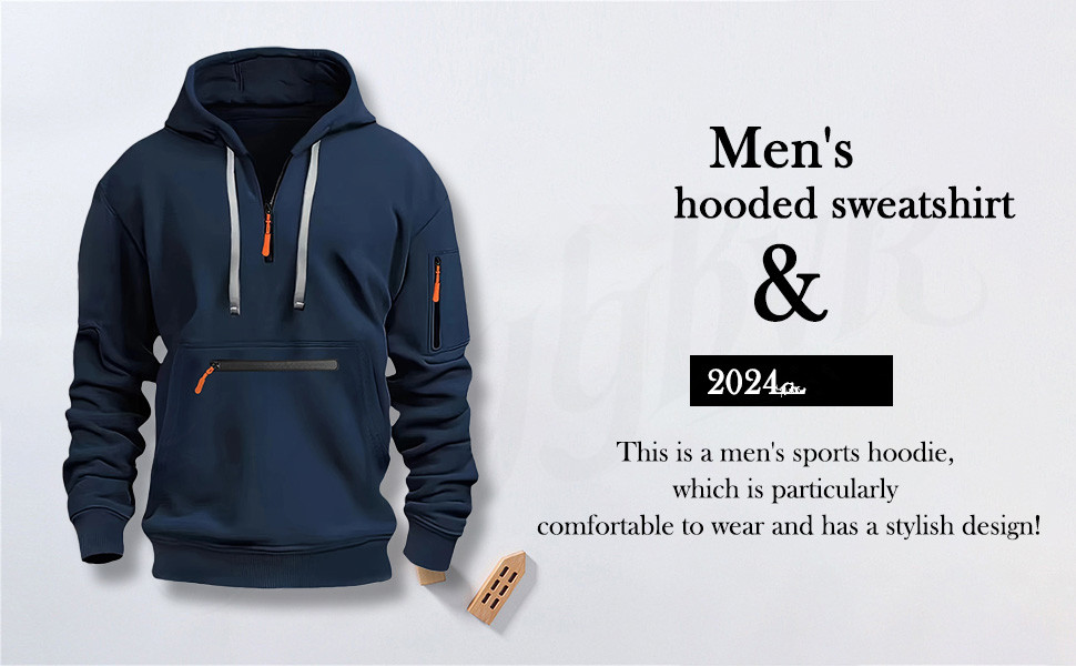 Світшот чоловічий з капюшоном на змійці, вінтажний, базовий, великий, 3XL, з кількома кишенями