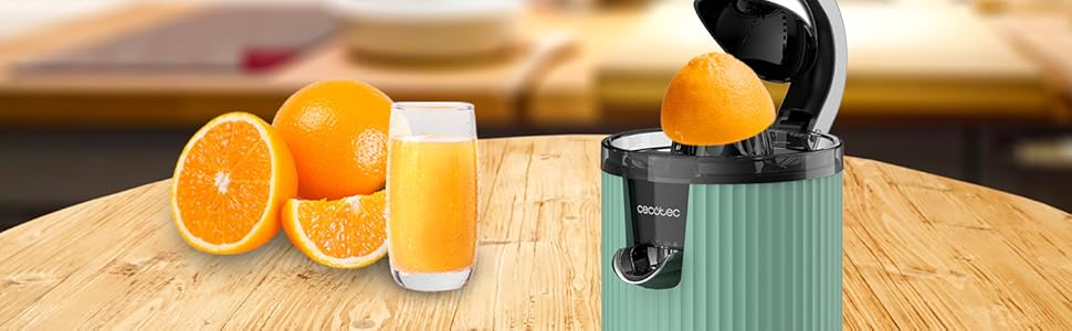 Електрична соковитискачка для цитрусових Cecotec Xqueeze RetroJuice 600 Green - 600 Вт, ретро-дизайн, нержавіючий фільтр