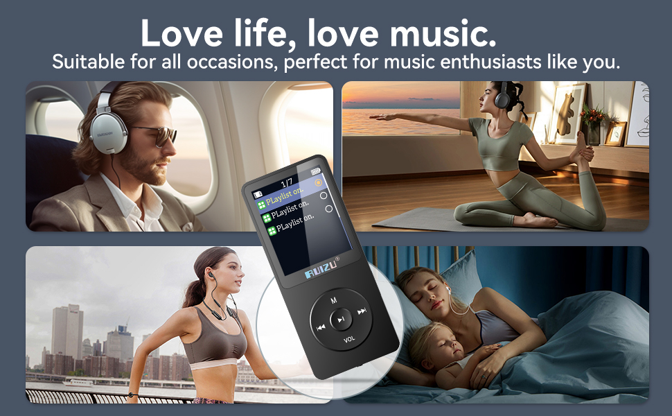 MP3-плеєр 64GB з Bluetooth 5.3, ультралегкий (30г), до 80 годин роботи, 1.8