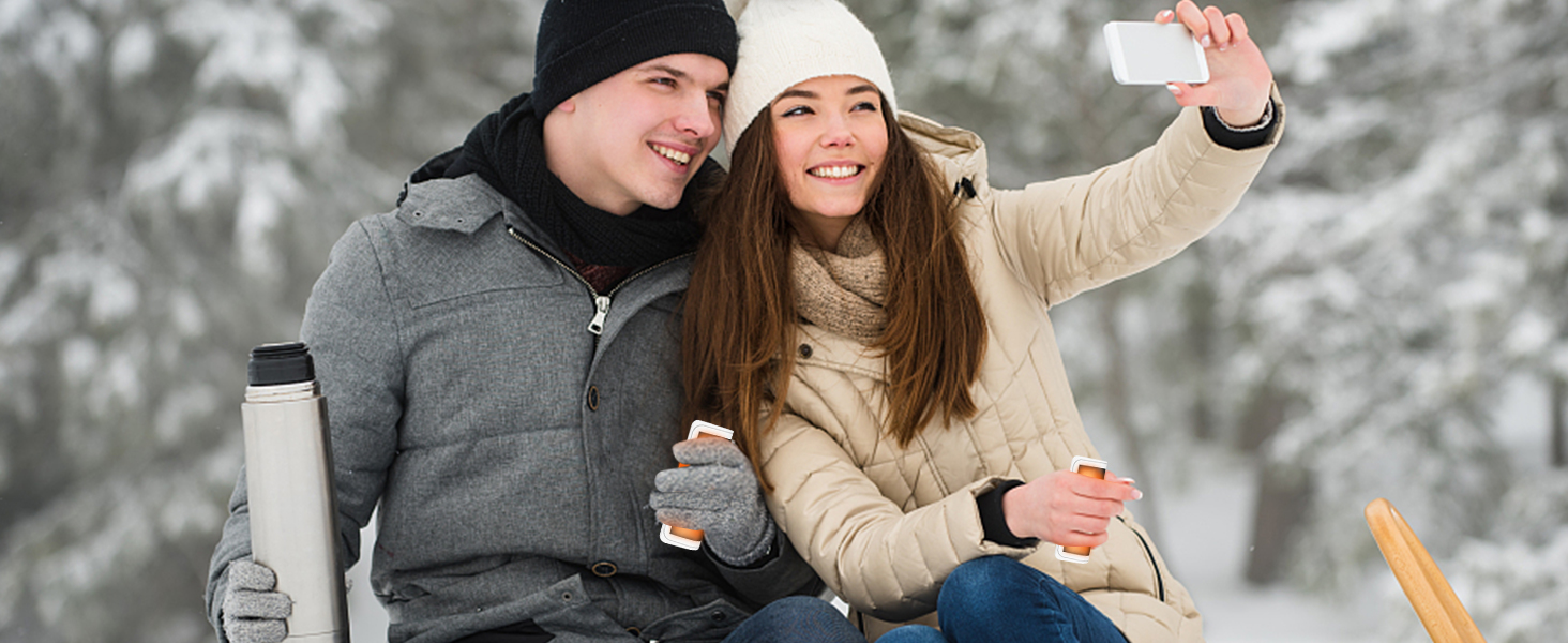 Електричні грілки для рук 2 шт. - багаторазові, USB, з 3 режимами нагріву, для дітей та жінок (чорний+білий)