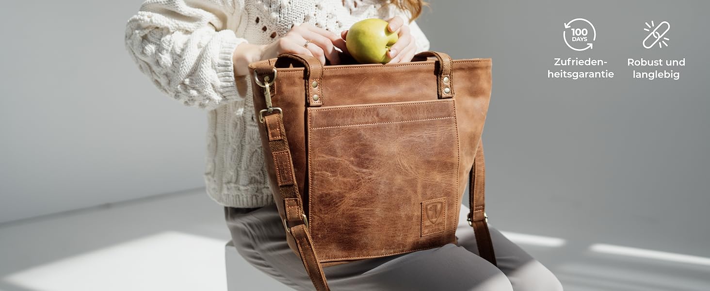 Сумка жіноча шкіряна через плече Berliner Bags Verona вінтажний стиль, велика сумка-шопер з YKK блискавкою, колір верблюжий