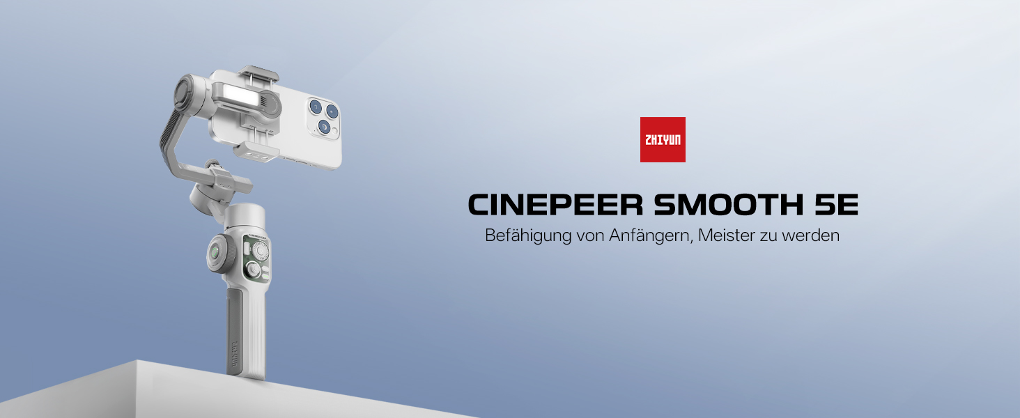 ZHIYUN CinePeer Smooth 5E: Стабілізатор для смартфона з підсвічуванням, штативом та жестами, до 300г